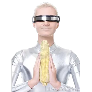 🌽 ed05753d mulher, milho, futuro, cyberpunk, ficção científica, prata, tecnologia telegram sticker