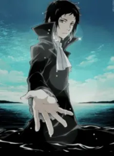 🌟 553ba463 Anime, Personaje, Retrato, Masculino, Abrigo negro telegram sticker