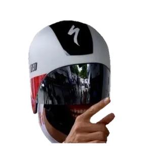 👽 4b5d393e 骑自行车的人, 头盔, 指, 冒犯性手势 telegram sticker