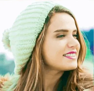 🍹 7f6adedd mulher, garota, chapéu, retrato, sorriso whatsapp sticker