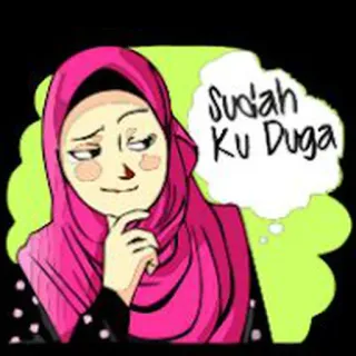 🤔 202f6b19 Sudah Ku Duga wanita, hijab, berpikir, kartun telegram sticker