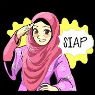 👍 7a78796e SIAP wanita, hijab, hormat, kartun, stiker telegram sticker
