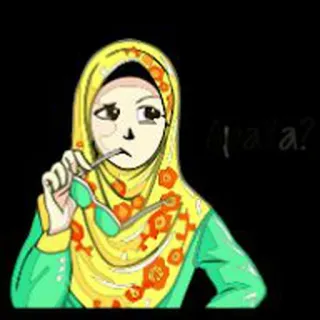 🙄 d3d6979d laa? wanita, hijab, berpikir, ragu telegram sticker