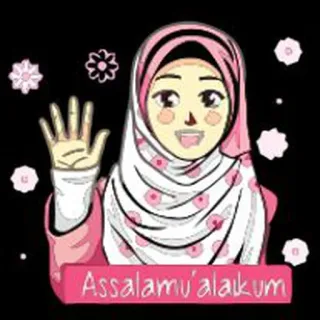 👋 d75d7e6c Assalamu'alaikum muslim, salam, wanita, hijab, islam, kartun telegram sticker