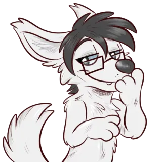 😏 09c73510 ケモノ, アンソロ, キャラクター, 眼鏡, 犬, 動物 telegram sticker