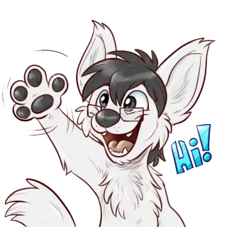 😄 f47cfbcf Hi! 犬, 漫画, 動物, 挨拶, フレンドリー, かわいい telegram sticker