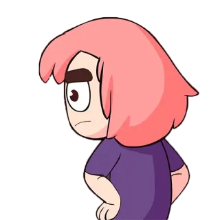 😕 de529359 Kreskówka, Postać, Różowe włosy, Prosty, Ilustracja telegram sticker