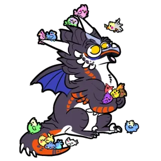 🐣 619c899b 龙, 鸟, 卡通, 可爱, 动物 telegram sticker