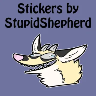👀 a65d1511 Stickers by StupidShepherd 贴纸, 狐狸, 狗, 卡通, 动物, 搞笑, 蠢, 牧羊犬 telegram sticker
