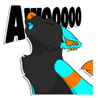 🐶 50cef283 AWOOOOO serigala, melolong, furry, binatang, anjing, kartun, oranye, biru telegram sticker