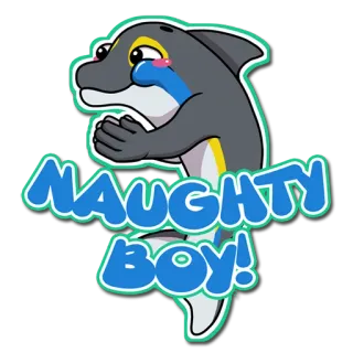 😈 01205e09 NAUGHTY BOY! delfino, monello, ragazzo, cartone animato, piangendo telegram sticker