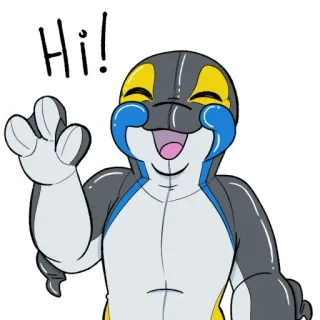 👋 c0c9ae5a Hi! saluto, cartone animato, antropomorfo, ciao, amichevole, salutare telegram sticker