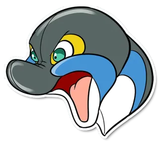 😠 f0814a07 delfino, cartone animato, animale, creatura marina, mammifero, arrabbiato, adesivo telegram sticker