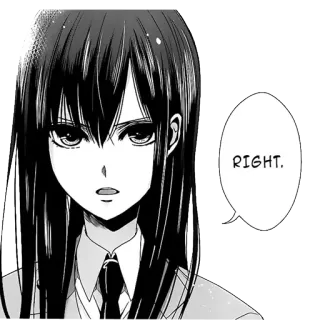 😠 1b61133e RIGHT. アニメ, 漫画, 女の子, 右, 真剣, 制服, キャラクター telegram sticker