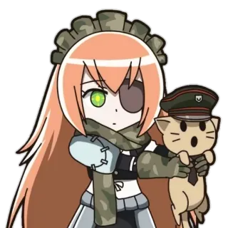 🤲 1702e932 애니메이션, 군대, 소녀, 고양이 telegram sticker
