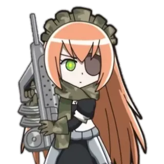😐 294491be 애니메이션, 메이드, 총, 무기, 사이보그 telegram sticker