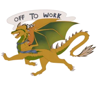 🏢 54382371 OFF TO WORK มังกร, งาน, เนคไท, การ์ตูน, สัตว์ whatsapp sticker