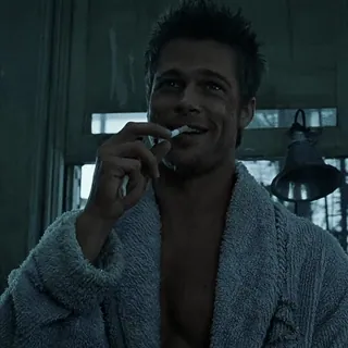 😄 dbf4b9b3 Tyler Durden Fight Club сигарета, мыло, Брэд Питт, мужчина, ванная whatsapp sticker