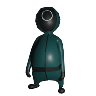 💃 207dedaa squid game, character, figure, green, circle, black, doll whatsapp sticker