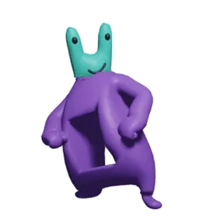 🕺 6412cf29 cartoon character, purple, green, animal, happy whatsapp sticker