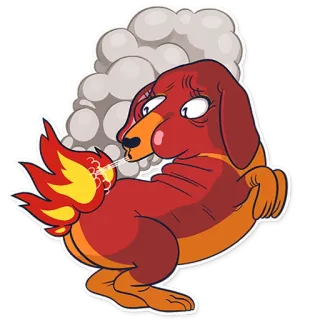 🔥 7573ef8d 狗, 火, 烟, 动物, 搞笑, 卡通 telegram sticker