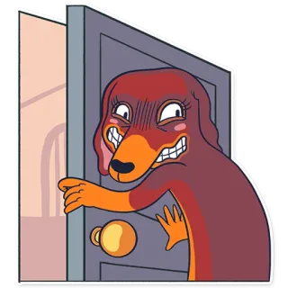 😱 91283872 狗, 搞笑, 卡通, 门, 生气 telegram sticker