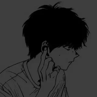 ➖ 311d475c Anime, Cuffie, Personaggio, Manga, Ragazzo, Illustrazione, Monocromo telegram sticker