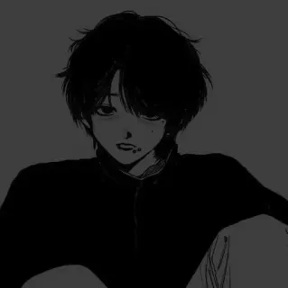 ➖ 60e452b9 Anime, Ragazzo, Oscuro, Monocromatico, Triste telegram sticker