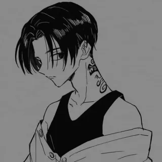 ➖ b0db8ad8 Anime, Maschio, Personaggio, Tatuaggio, Scala di grigi, Arte telegram sticker