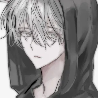 ➖ b1d4fc91 Ragazzo anime, Felpa con cappuccio, Capelli grigi, Anime, Manga telegram sticker