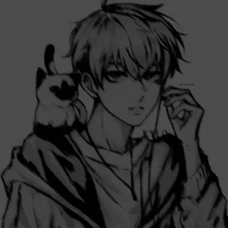 ➖ d1ccb600 Anime, Ragazzo, Gatto, Adesivo telegram sticker