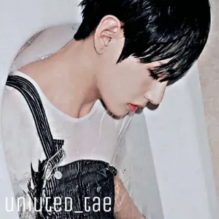 💎 7a692354 unfiltered_tae man, water, black hair, overalls, white shirt, portrait whatsapp sticker