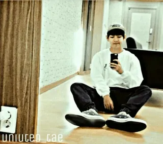 ☁ adb07d1c uniuteo_tae person, selfie, sitting, indoors, boy, mirror whatsapp sticker