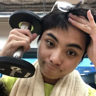 💪 0f522313 dumbbell, latihan, kebugaran, angkat besi, selfie, orang whatsapp sticker