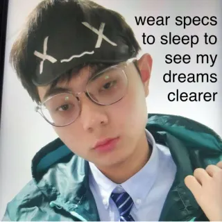 😴 f5a4782b wear specs to sleep to see my dreams clearer orang, kacamata, penutup mata, kacamata, mimpi, masker mata, potret, pakaian tidur whatsapp sticker