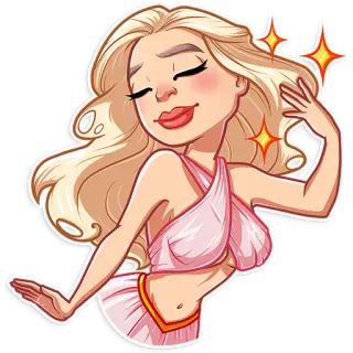 ✨ 6333e652 blonde, femme, glamour, beauté, étincelle, illustration, dessin animé telegram sticker