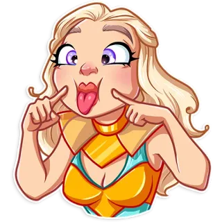 😛 6b39daf8 Dessin animé, Femme, Drôle, Visage, Expression, Blonde, Langue telegram sticker