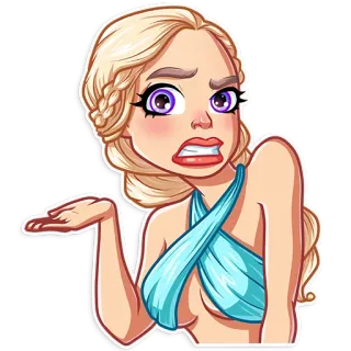 😬 9a3393d8 Daenerys Targaryen Game of Thrones autocollant, dessin animé, femme, reine, blonde, personnage, fantaisie telegram sticker