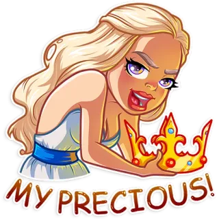 😈 b1cfd285 MY PRECIOUS! dessin animé, reine, couronne, précieux, fantaisie, femme, blonde telegram sticker