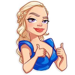 👍 fe051666 Daenerys Targaryen Game of Thrones Daenerys, Game of Thrones, pouce levé, émoticône, dessin animé, personnage telegram sticker