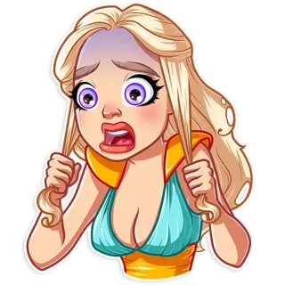 😨 8a5867e7 ผมบลอนด์, การ์ตูน, ผู้หญิง, กลัว, ตื่นตระหนก, ตกใจ, กังวล telegram sticker