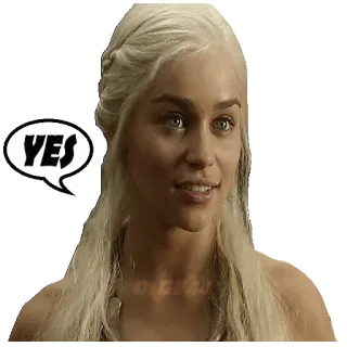 👍 5d1cc036 Daenerys Targaryen Game of Thrones YES 丹妮莉丝, 权力的游戏, 是, 贴纸, 电视剧, HBO telegram sticker