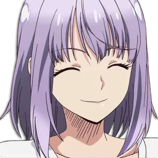 😊 0e9d2c1c anime, ragazza, sorriso, capelli viola, personaggio whatsapp sticker