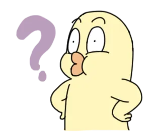 ❓ 1a0f8349 cartoon, question mark, confused, animated character, duck telegram sticker