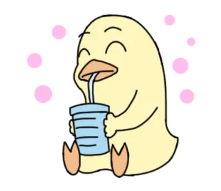😋 a657a37c duckling, drinking, beverage, cartoon, cute, happy, kawaii telegram sticker