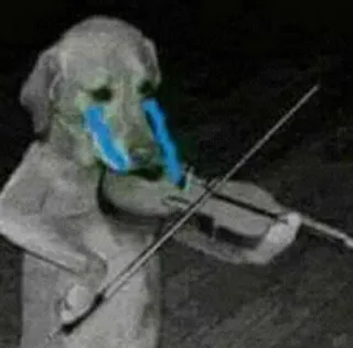 🌟 94674335 犬, バイオリン, 悲しい, 音楽, 泣く telegram sticker