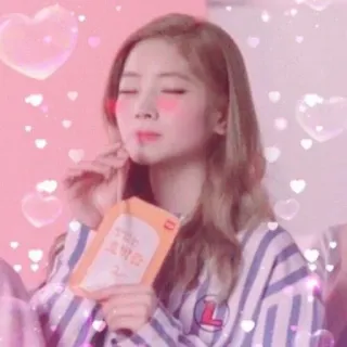 🐒 187226c2 핫 korean, girl, cute, pink, bubbles, hearts, dahyun telegram sticker