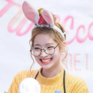 🐒 7c9327eb woman, bunny ears, glasses, smiling, portrait, cute, kpop telegram sticker