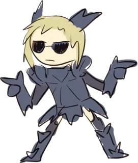 👈 11f1b3fa ステッカー, キャラクター, サングラス, アーマー, 指差し telegram sticker