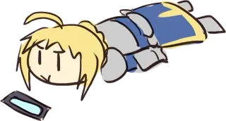 😠 1bf730fb Saber Fate/Stay Night アニメ, Fate, Fate/stay night, ちび, セイバー, 疲れ, 面白い telegram sticker